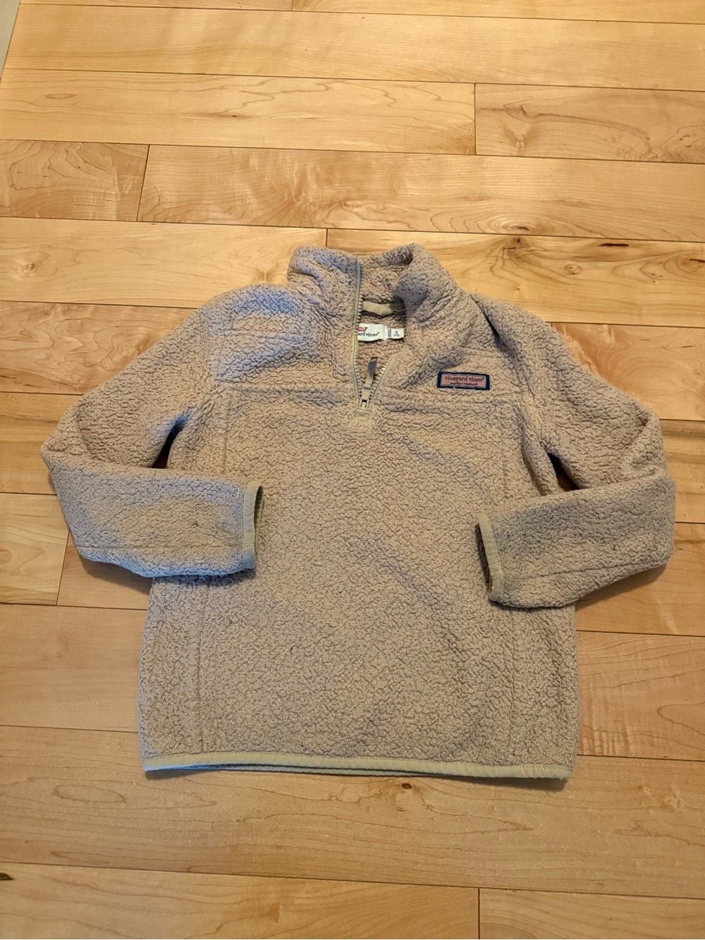 Vineyard Vines Kids Sherpa Quarter-Zip Pullover - Light Taupe